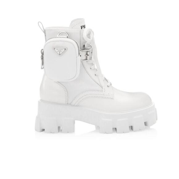 PRADA
Monolith Leather & Nylon Lug-Sole Combat Boots Sz 37.5 - Picture 1 of 12